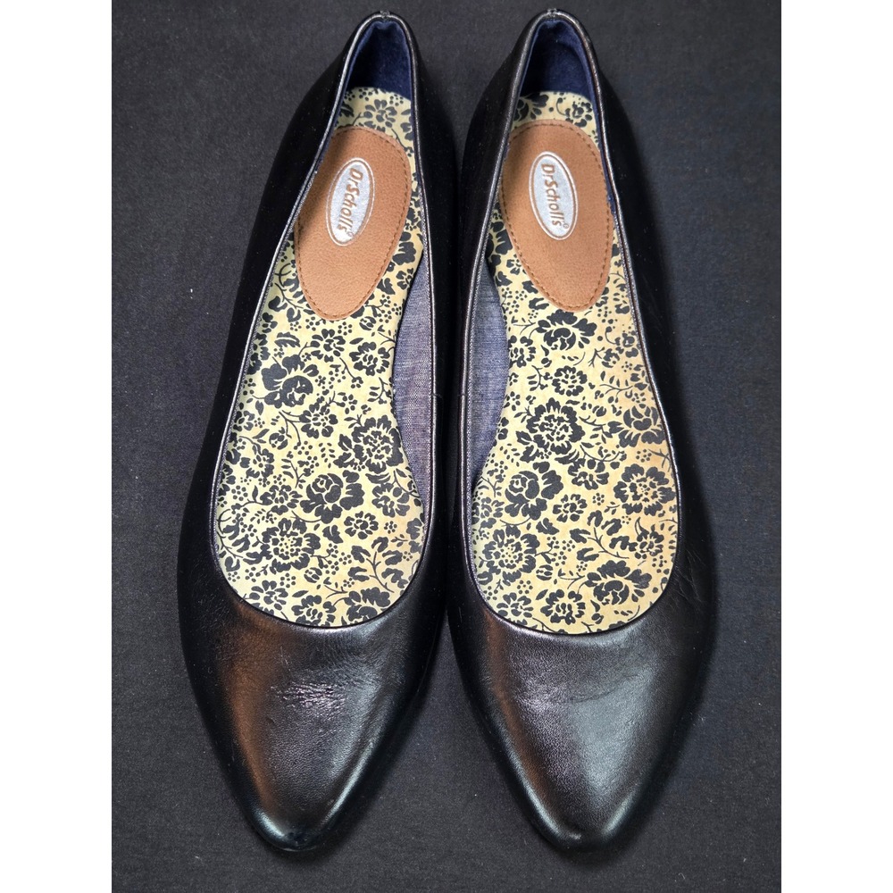 Dr. Scholls Really Black Leather Pointed Toe Ballet Flats Shoes Womens 8.5 M